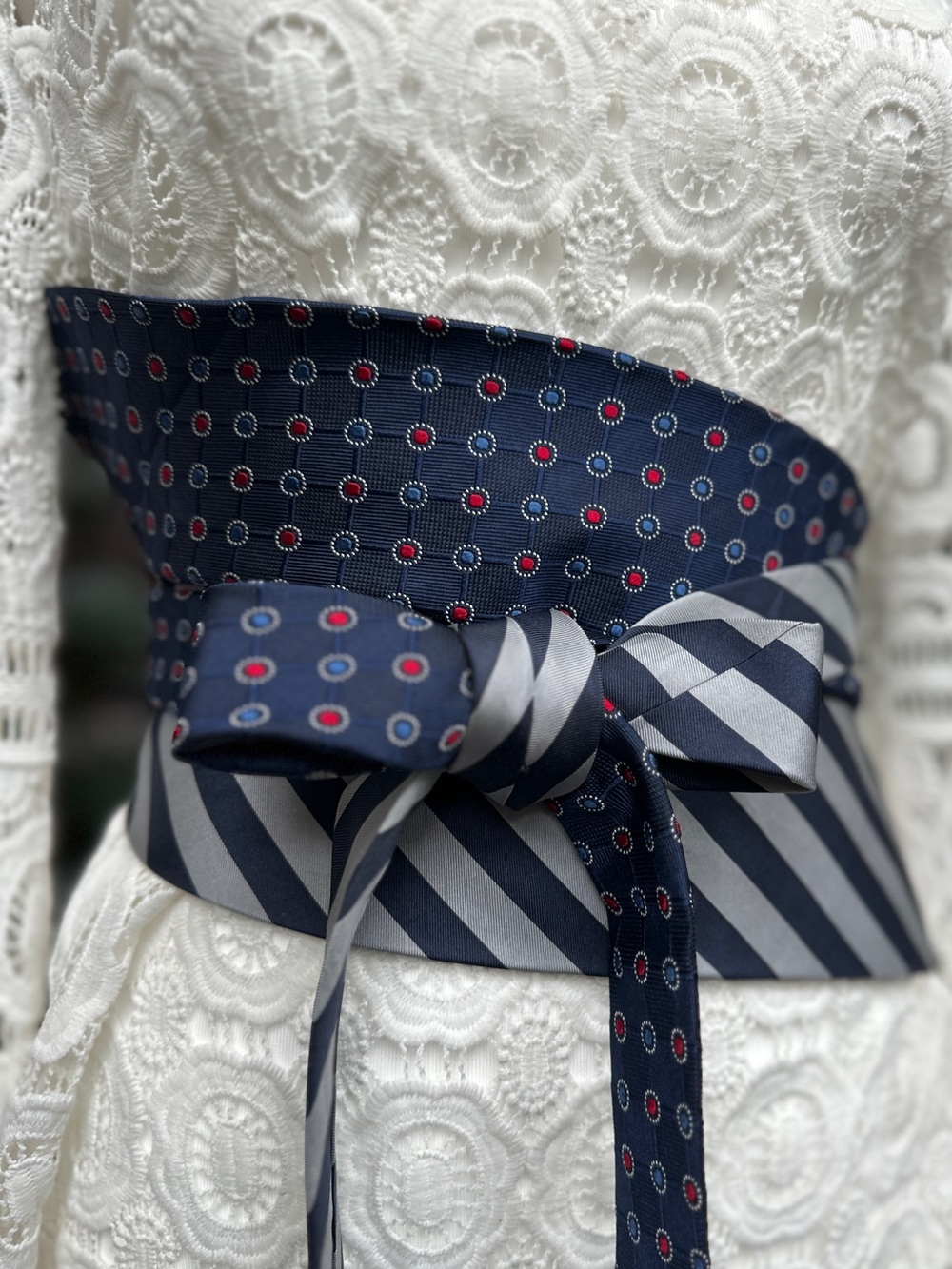 Upcycled Silk Necktie Obi Belt | Handmade Corset Style Belt | One-of-a-Kind | OS